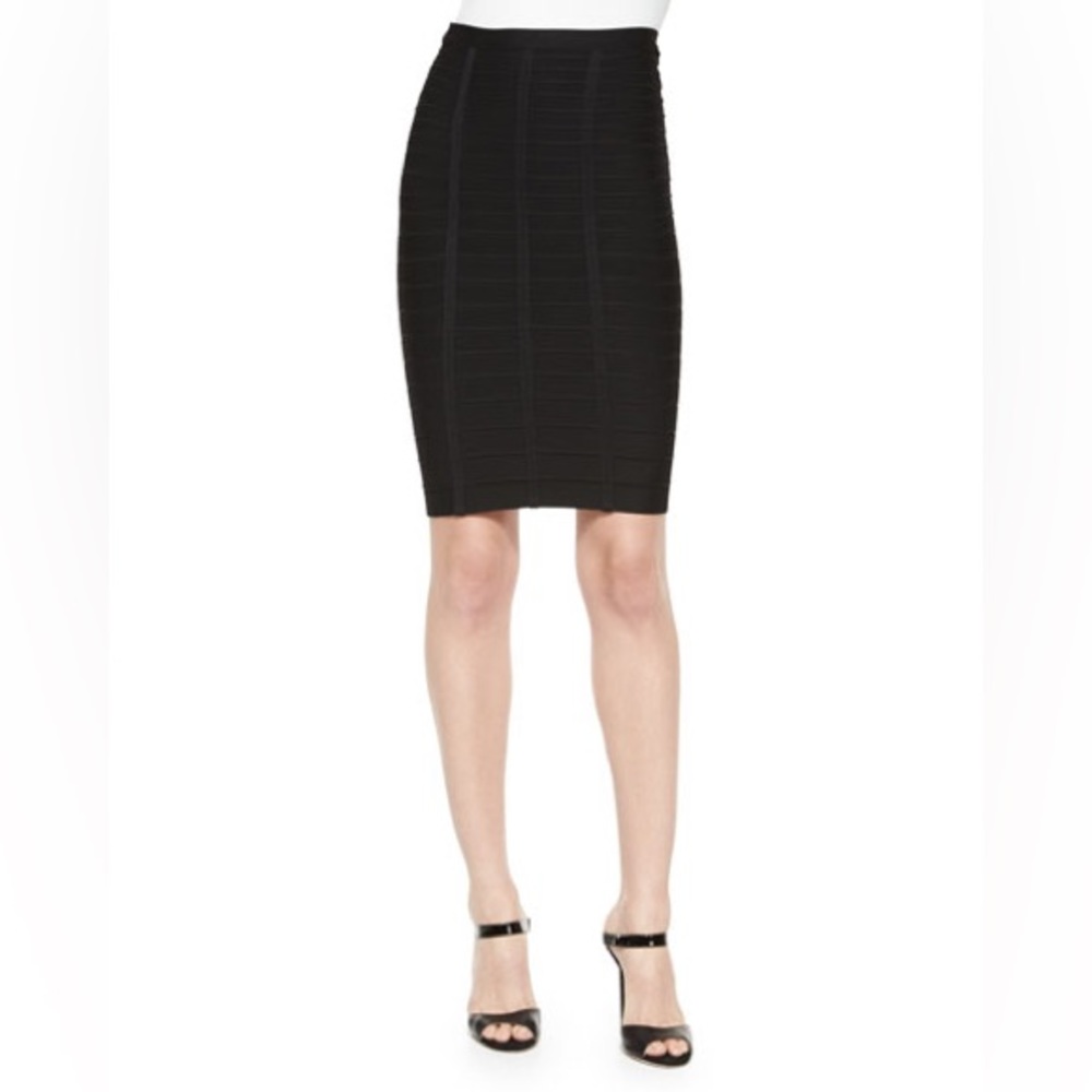 HERVE LEGER Size XS Black Bandage Pencil Skirt